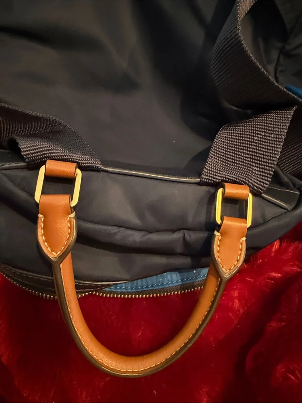 Tory Burch Navy Backpack with Bright Blue Trim